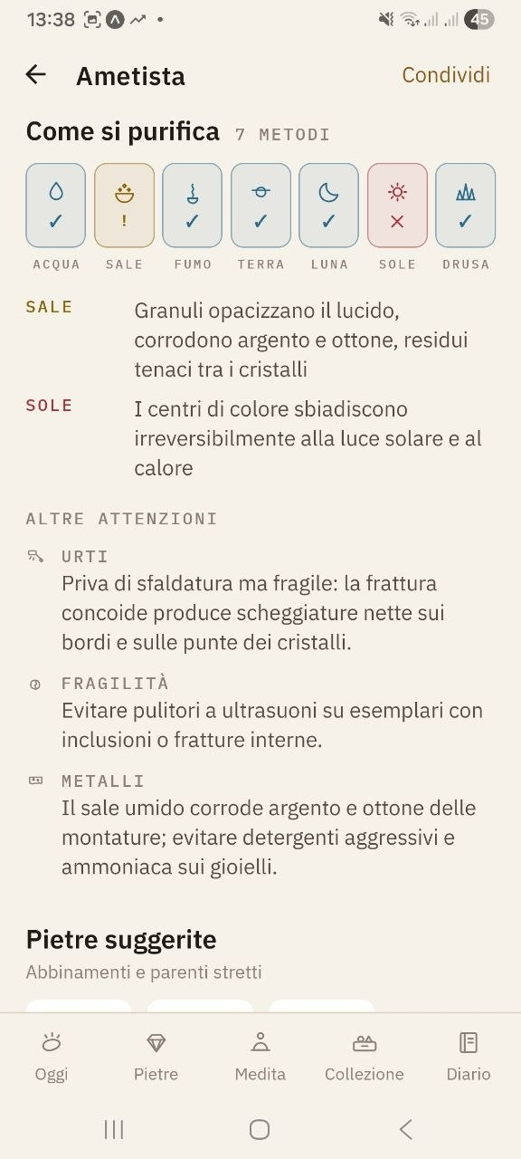 La tabella della cura di una pietra