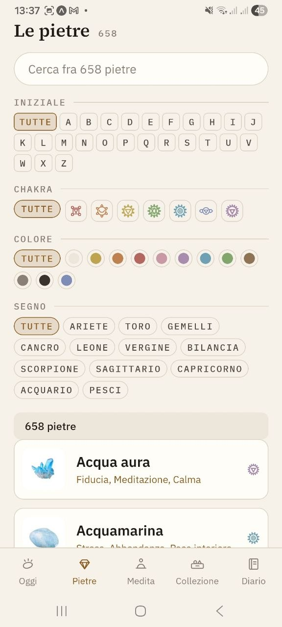 L&rsquo;elenco delle 658 pietre con i filtri